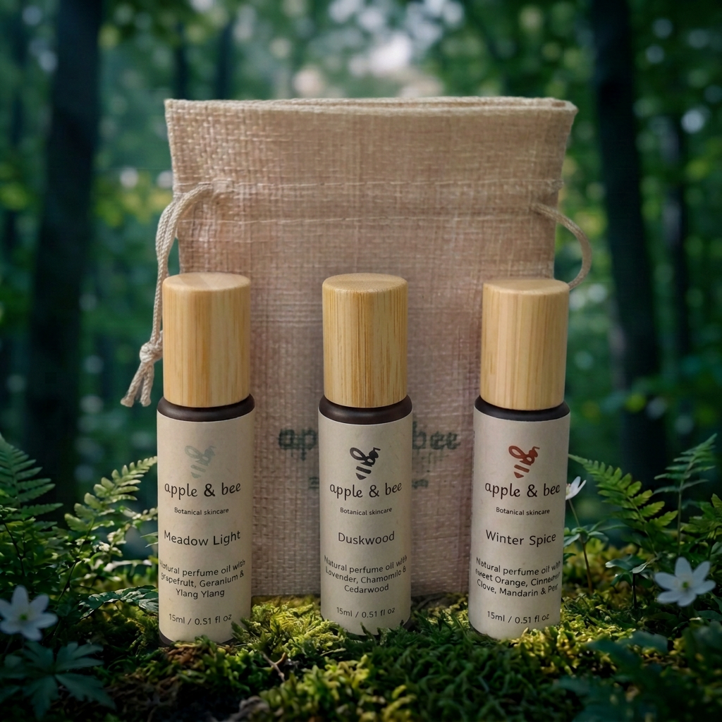 Evening perfume trio revised with all three bottles equally sized