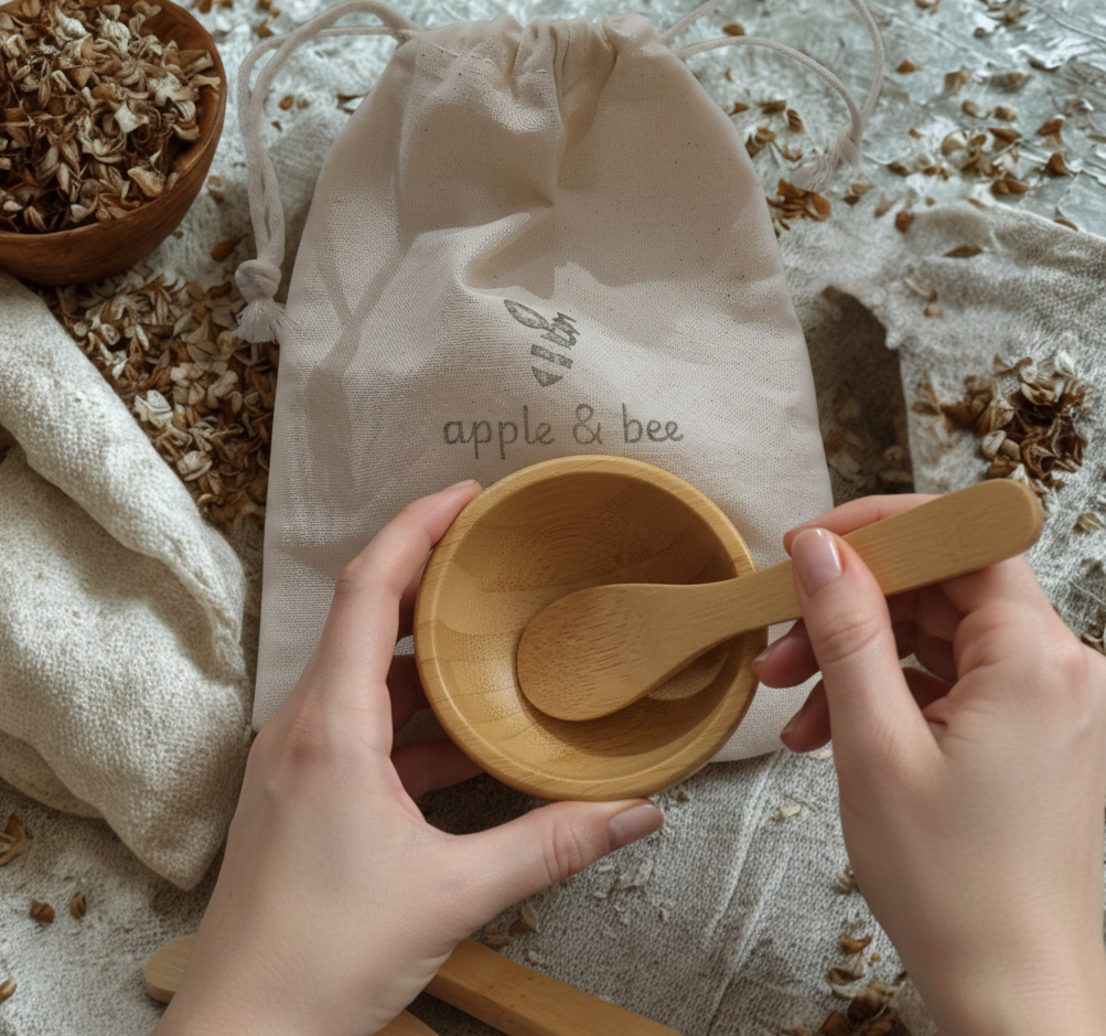 Wooden face scrub/mask mixing bowl